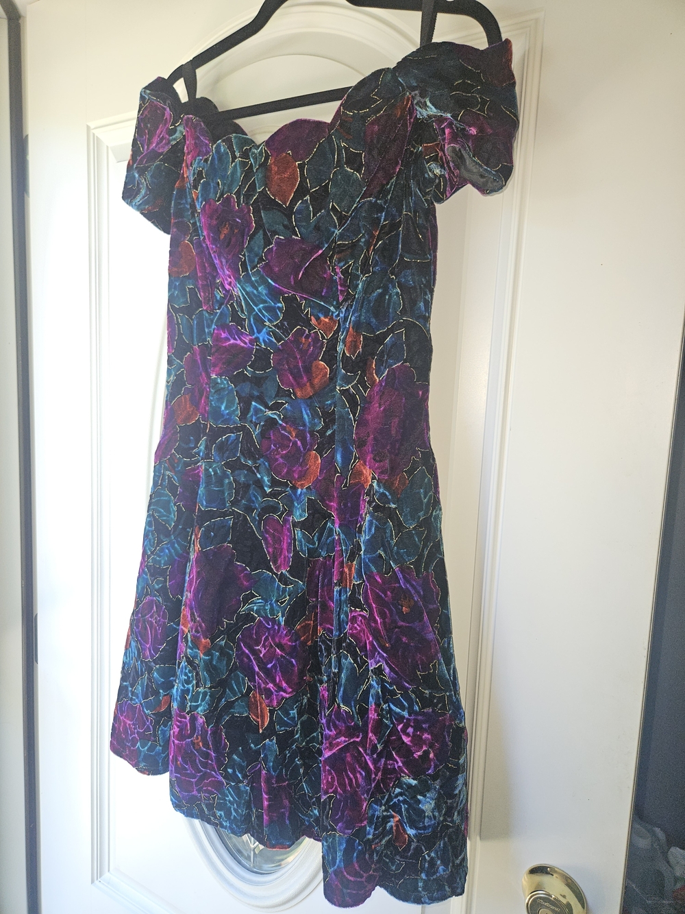 VINTAGE Roberta Velvet Floral Dress, Tulle Lined Dress